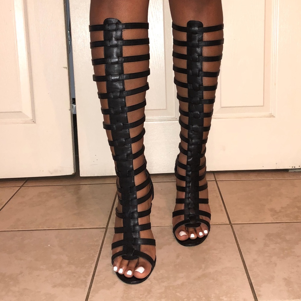 Black Gladiator Heel Sandals.